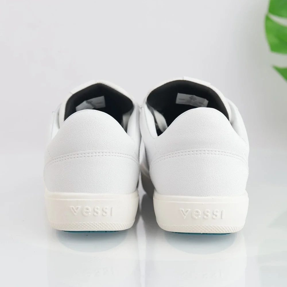 Vessi Womens Soho Sneaker Size 9 Waterproof White Vegan Leather Lace Up Shoe Low